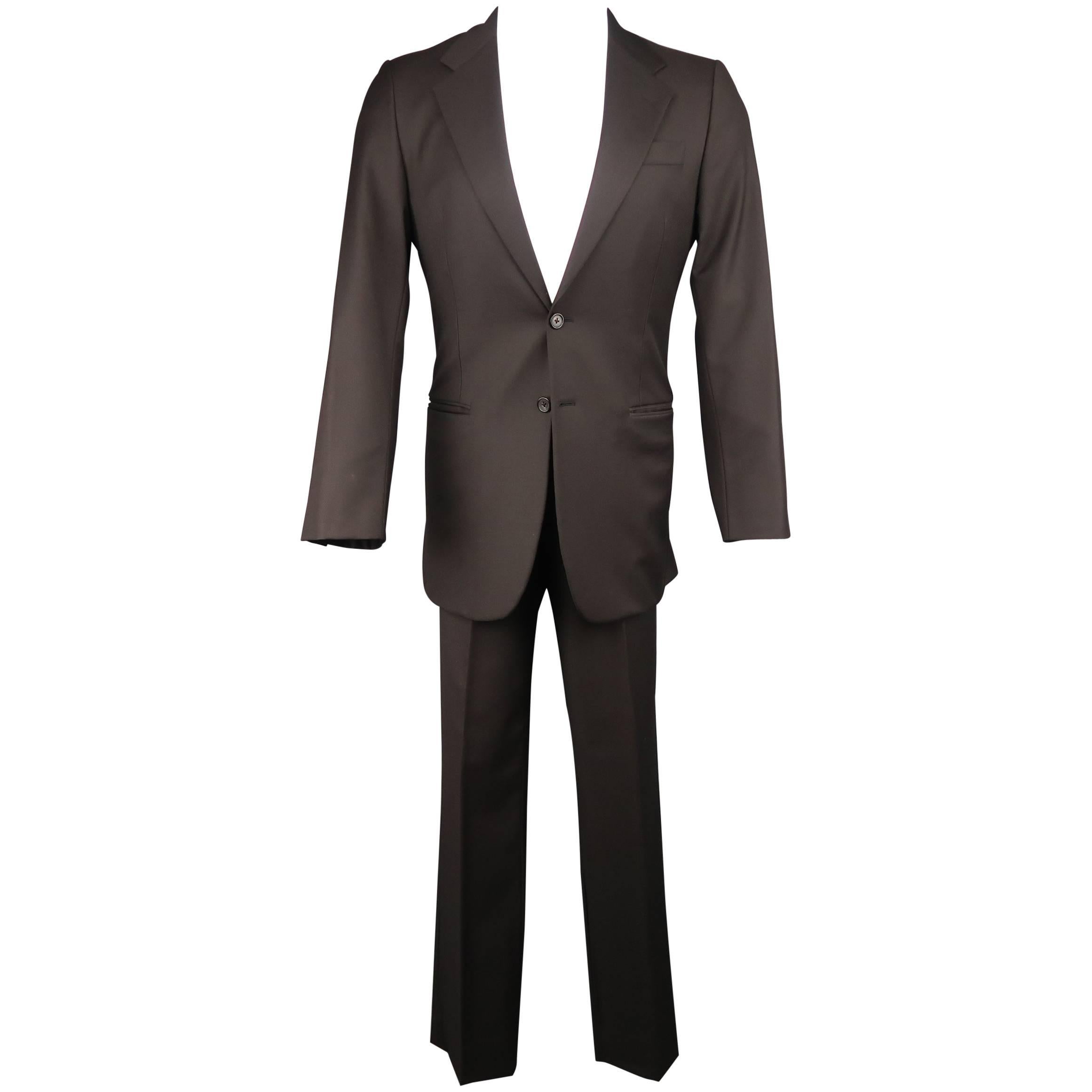 Men's PRADA 38 Regular 31x32 Brown Wool Notch Lapel Two Button Suit