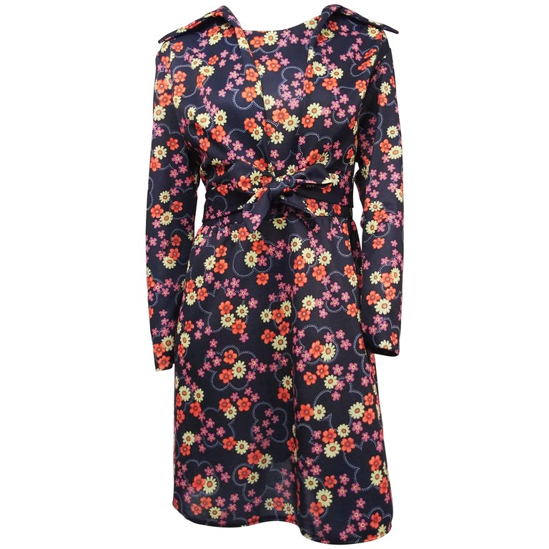 1970s Floral Mini Dress and Tie-top Jacket For Sale at 1stDibs