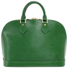 Vintage Louis Vuitton Alma Green Epi Leather Hand Bag 