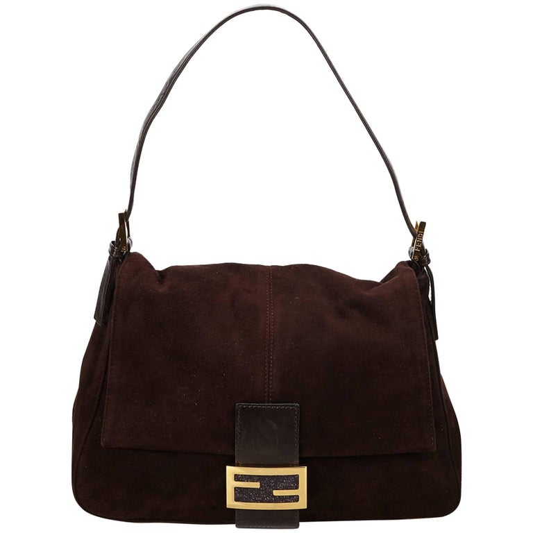 fendi brown suede baguette