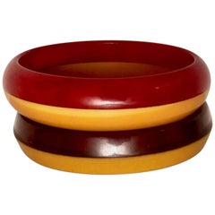 Bakelite Set of Two Dual Tone Bracelets