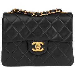 Chanel Black Quilted Lambskin Vintage Mini Flap Bag 