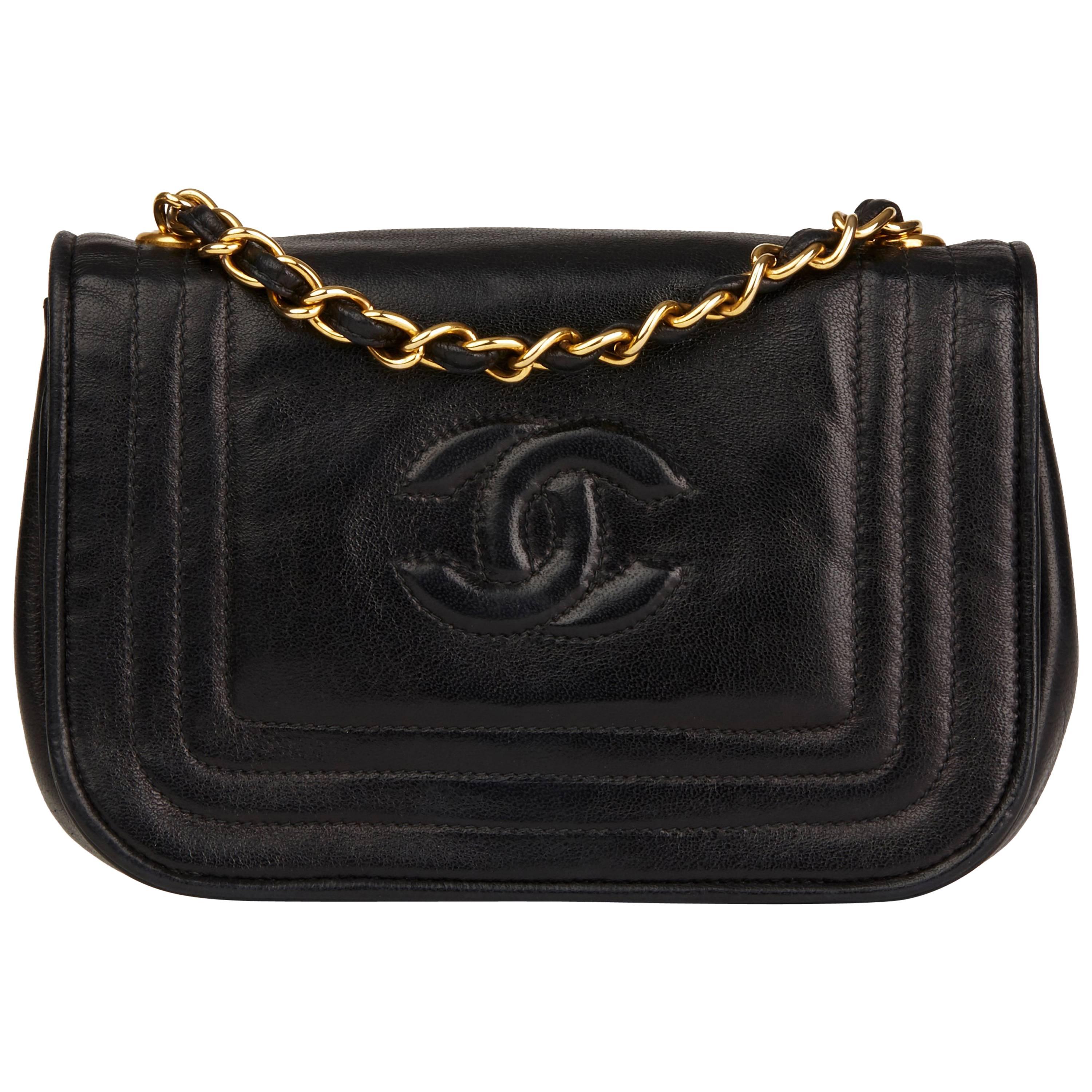 Chanel Black Lambskin Vintage Timeless Mini Flap Bag 