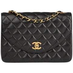 Chanel Black Quilted Lambskin Vintage Classic Single Flap Bag