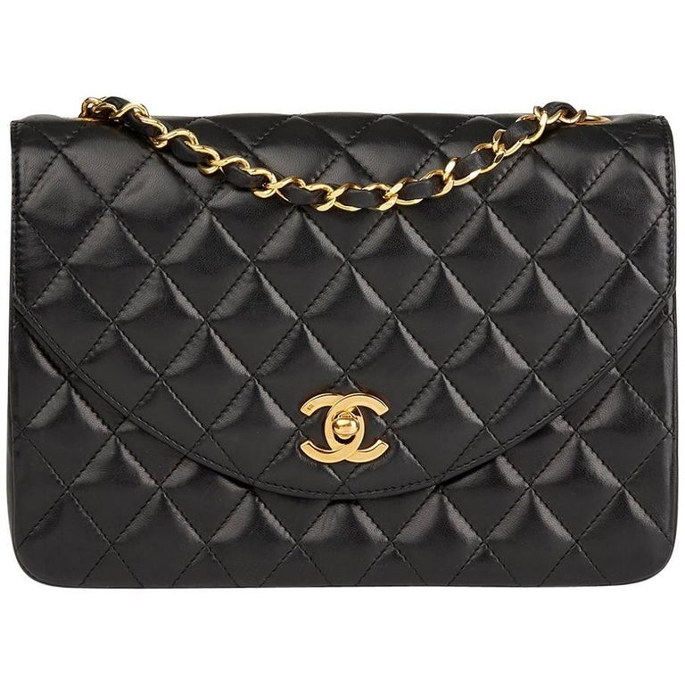 Chanel Black Quilted Lambskin Vintage Classic Single Flap Bag at 1stDibs