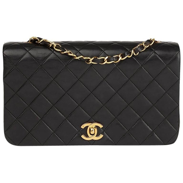 Chanel Black Quilted Lambskin Vintage Small Classic Single Full Flap ...