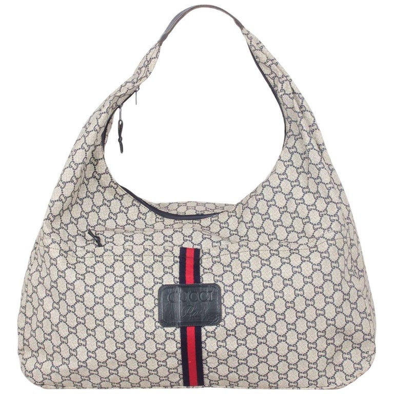 Gucci Plus Vintage Blue Monogram Extra Large Hobo Bag For Sale at