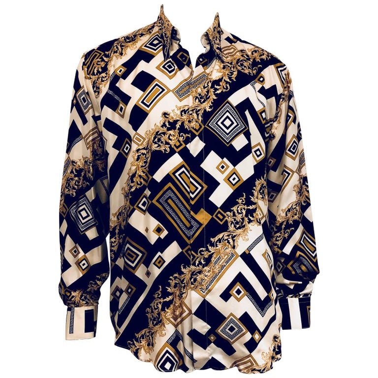 Men's Vivacious Vintage Versace Classic Silk Shirt, ca 1990's Sz XXXL