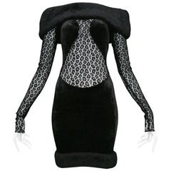 Alaia Leopard & Lace Cold Shoulder Dress 1991 