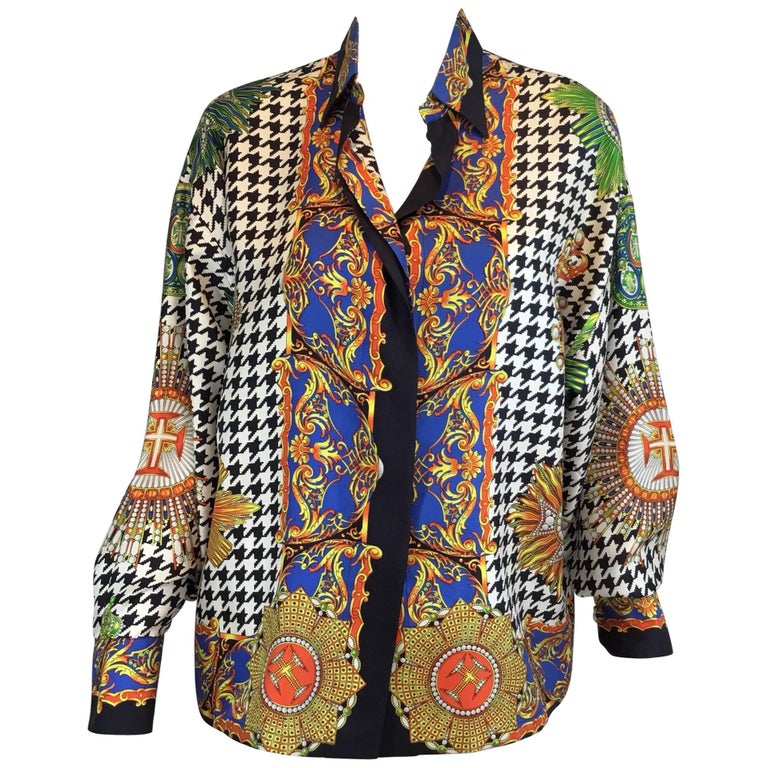 Gianni Versace Lifetime Silk Print Blouse at 1stDibs gianni versace