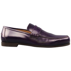 Men's JIMMY CHOO Size 12 Purple Leather Penny Loafers