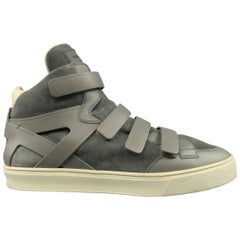 Men's LOUIS VUITTON Sneaker Size 11 Gray Leather & Suede Velcro High Top Boxing