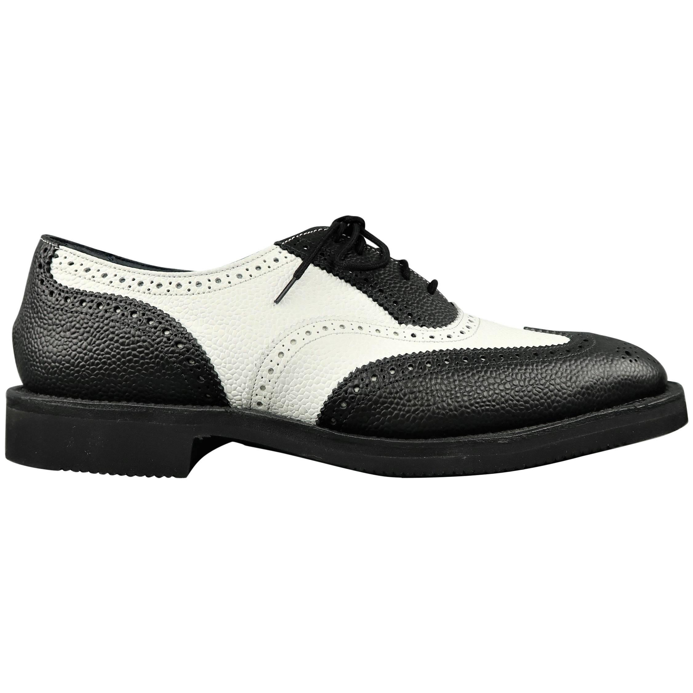 Men's TRICKER'S x JUNYA WATANABE Size 10 Black and White Leather Brogue  Lace Up at 1stDibs
