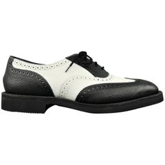 Herren TRICKER'S x JUNYA WATANABE Größe 10 Schwarz & Weiß Leder Brogue Schnürschuhe