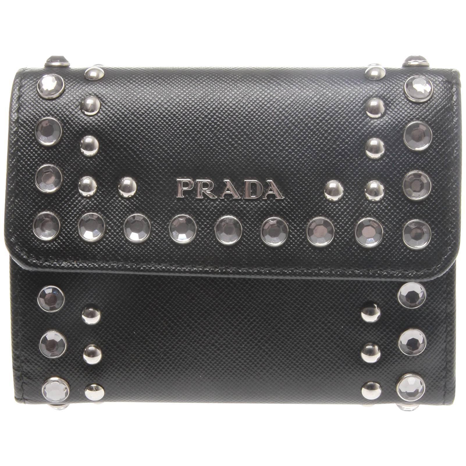 prada studded wallet