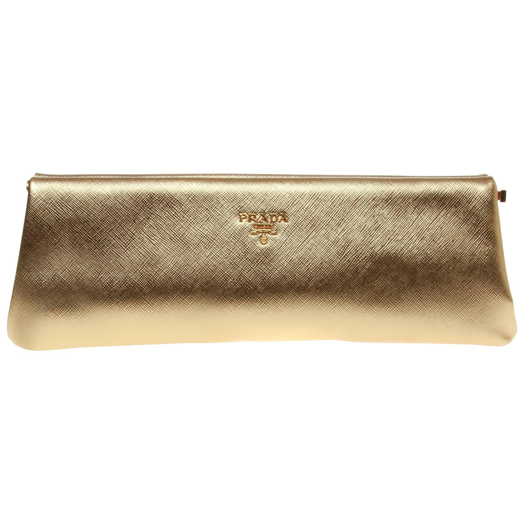 prada gold clutch