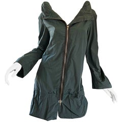 Marni - Imperméable imperméable en nylon et coton vert foncé, taille 40, état neuf