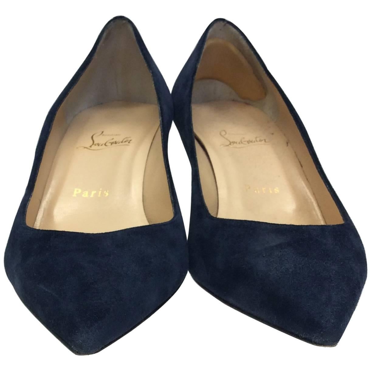 Navy Christian Louboutin Suede Wedge  For Sale