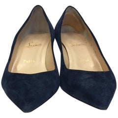Navy Christian Louboutin Suede Wedge 