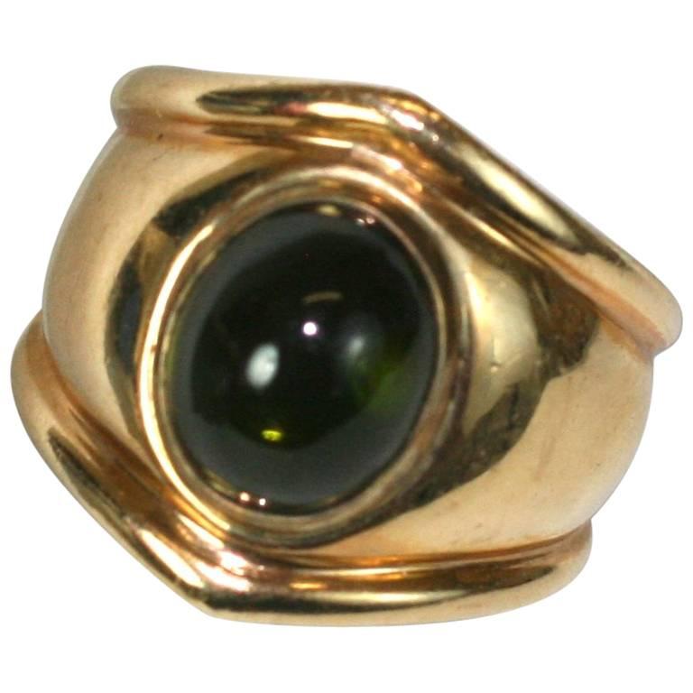 Bulgari Style Green Tourmaline Ring For Sale
