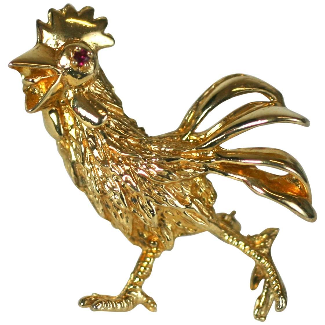  Strutting Rooster Brooch For Sale