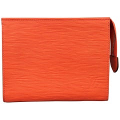 Used LOUIS VUITTON Bag Orange Epi Leather Poche Toilette 19 Zip Pouch Bag