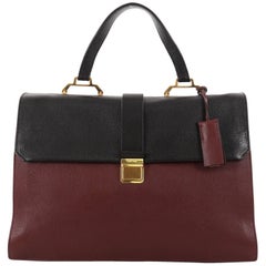 Miu Miu Bicolor Madras Convertible Compartment Top Handle Bag Leather Large