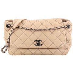 Chanel Stitch It Accordion Flap Bag Quilted Leather Medium