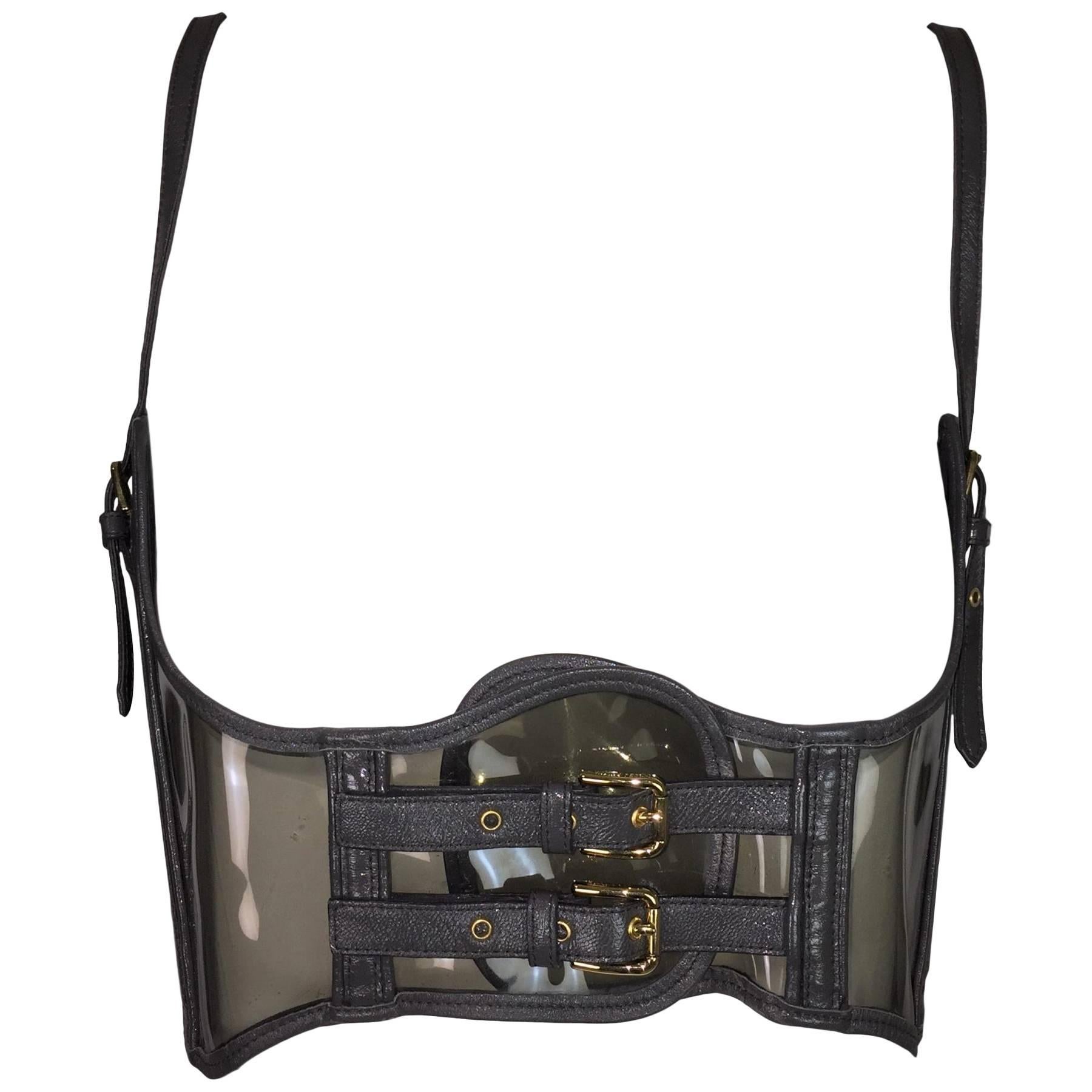 S/S 2007 Dolce & Gabbana Sheer PVC Corset Bustier Buckle Crop Top