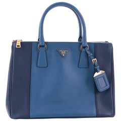 Prada Bicolor Double Zip Lux Tote Saffiano Leather Medium