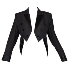 1990's Jean Paul Gaultier Black Cropped Hi-Low Tuxedo Tailcoat Jacket