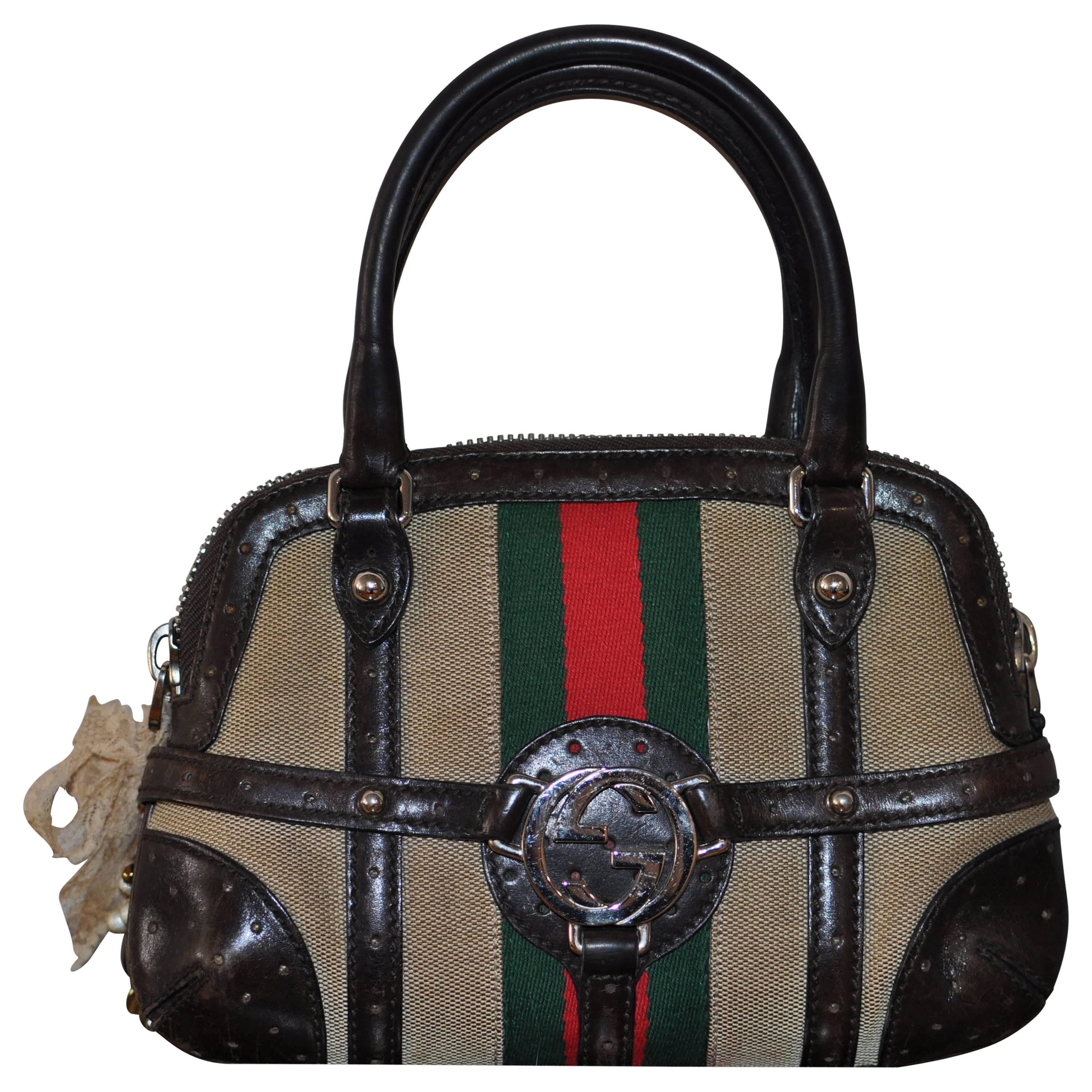 Gucci Vintage Sherry Line Leather Shoulder Bag Pochette Brown Free