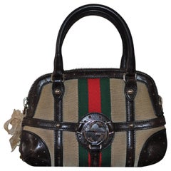 Gucci Sherry Line Vintage Perforated Leather and Canvas 114880 1781 Handbag