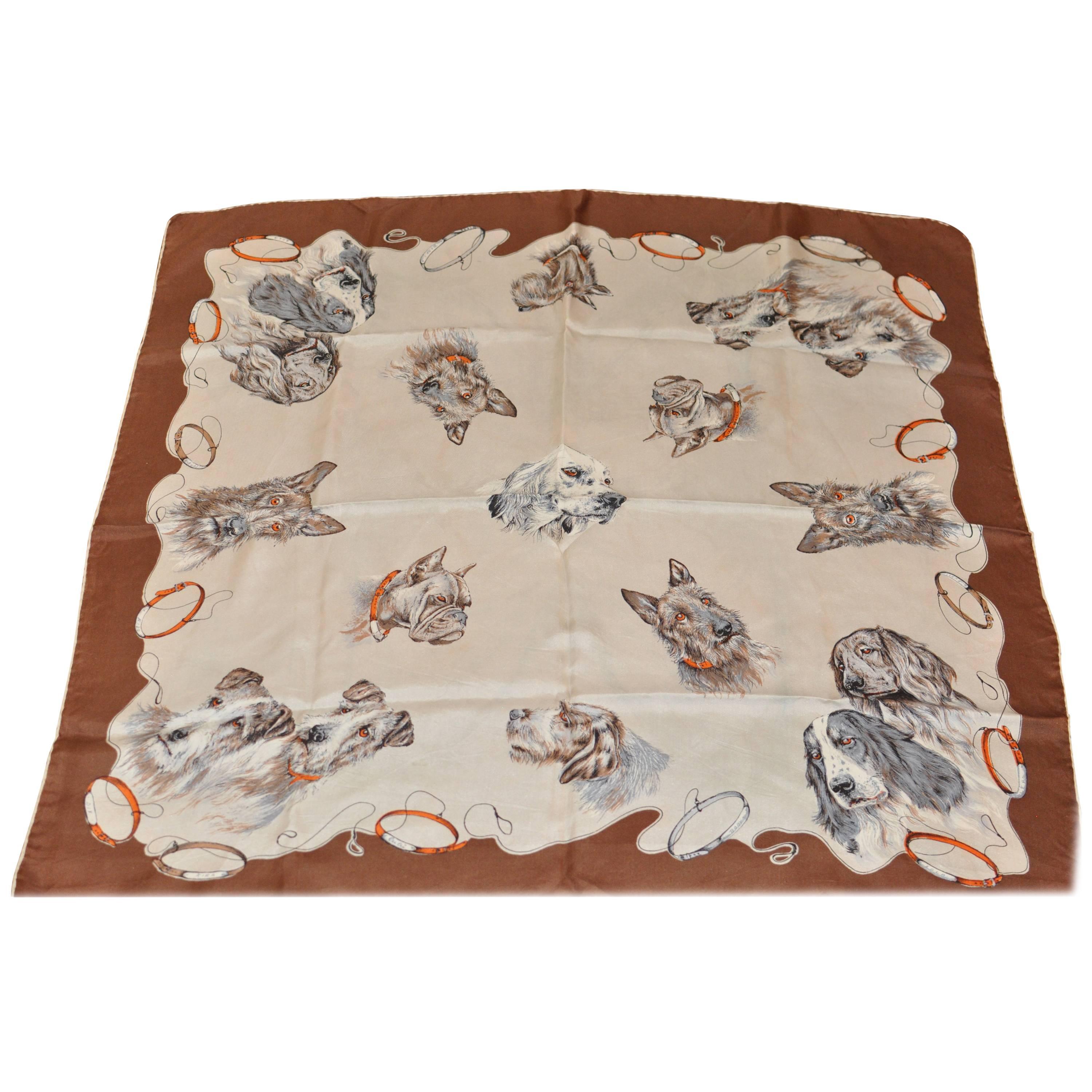 Dog Lover's Silk Scarf 30" x 30.5" with Rolled Hem