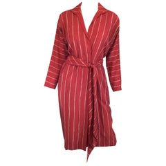 Halston Silk Striped Vintage 1970’s Wrap Dress with Sash/Belt