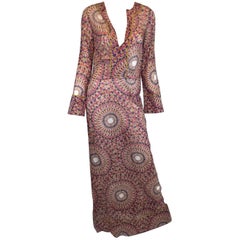 Valentino Multicolored Print Caftan Dress