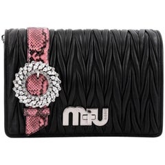 Miu Miu My Logo Shoulder Bag Matelasse Leather with Python Small