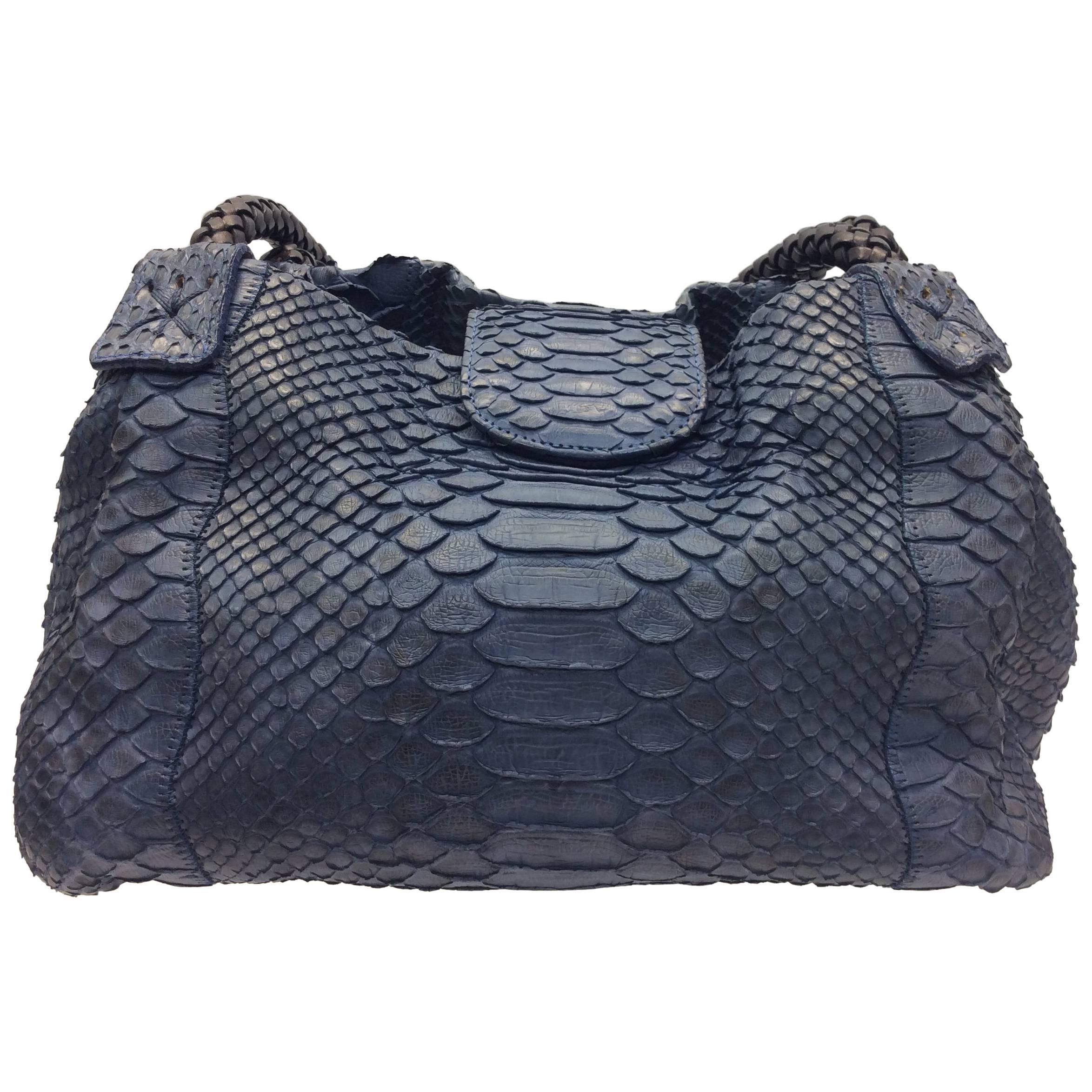 Carlos Falchi Blue Skin Tote For Sale