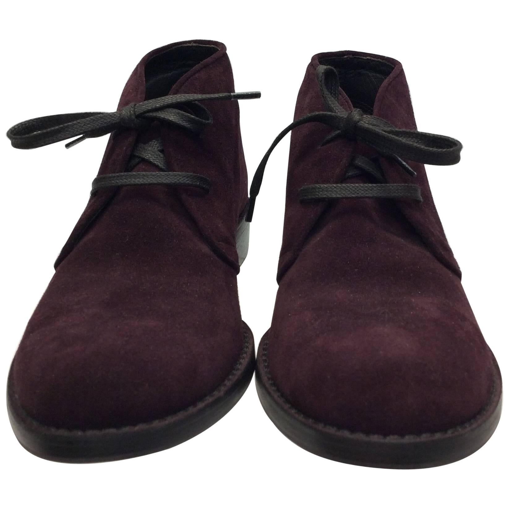 Bottega Veneta Maroon Suede Oxford Shoes For Sale