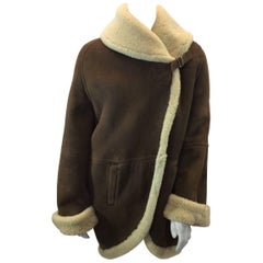 Hermes Brown Leather and Shearling Coat