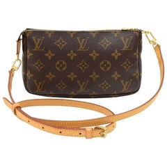 Louis Vuitton Pochette Accessories Monogram Canvas Hand Bag + Strap 