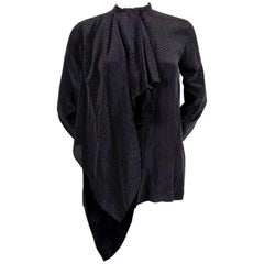 CELINE by PHOEBE PHILO black silk shirt with draped shoulder