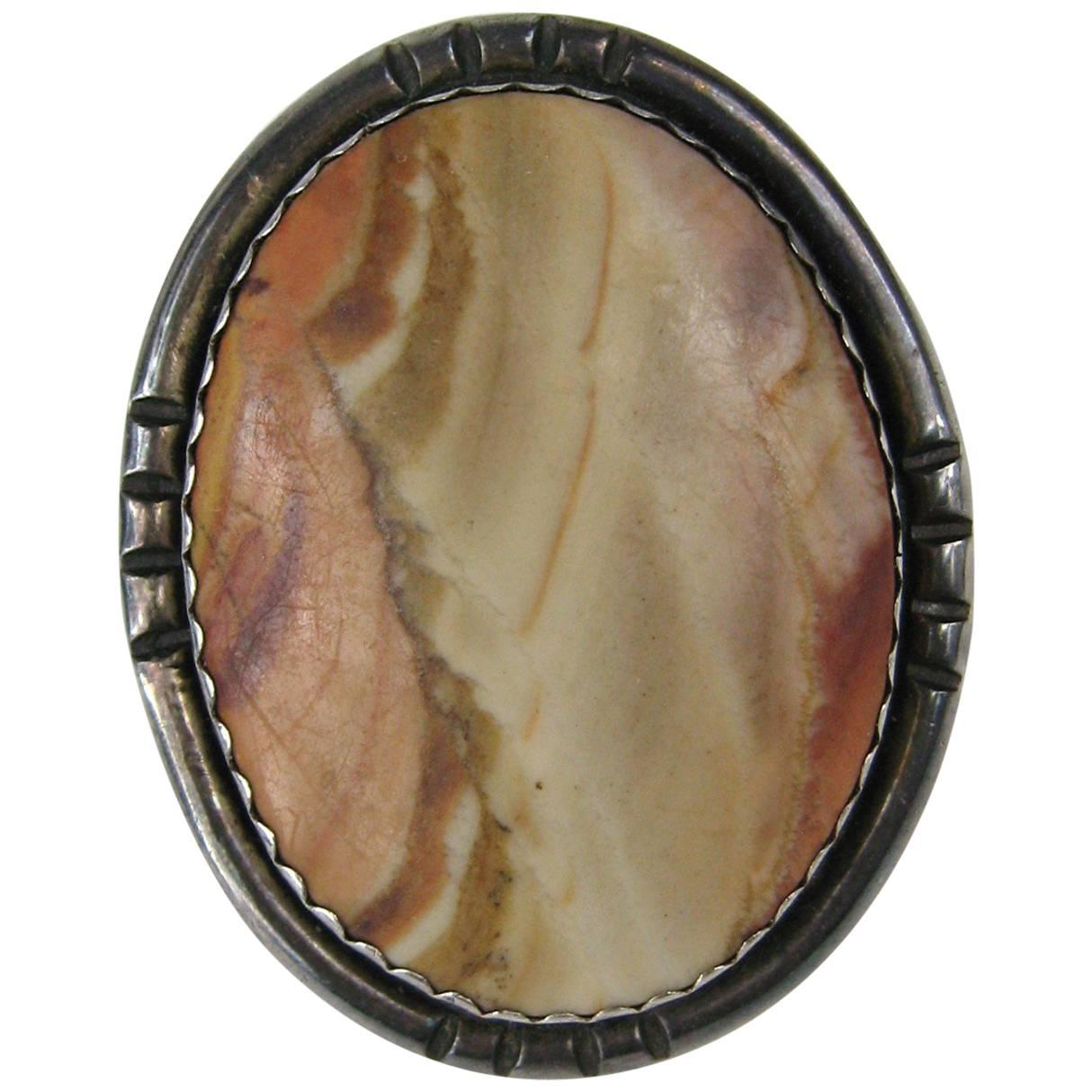 Anillo de plata de ley con jaspe nativo americano