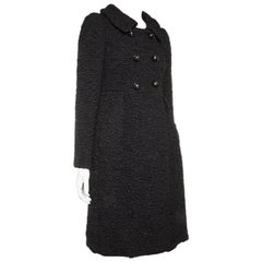 PRADA Coat in Black Blistered Fabric Size 40IT