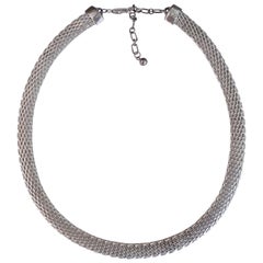 Vintage Sterling Silver Mesh Choker Necklace 