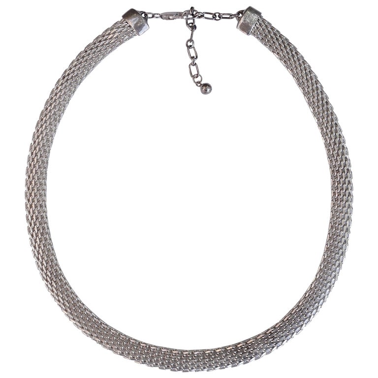 Vintage Sterling Silver Mesh Choker Necklace at 1stDibs | silver mesh ...