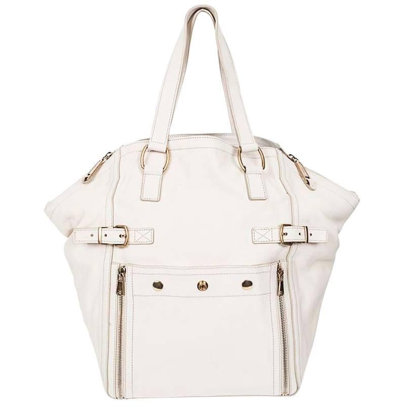 YSL YVES SAINT LAURENT Down Town Bag in Beige Grained Leather