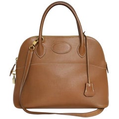 Vintage HERMES 'Bolide' Bag in Gold Grained Courchevel Leather