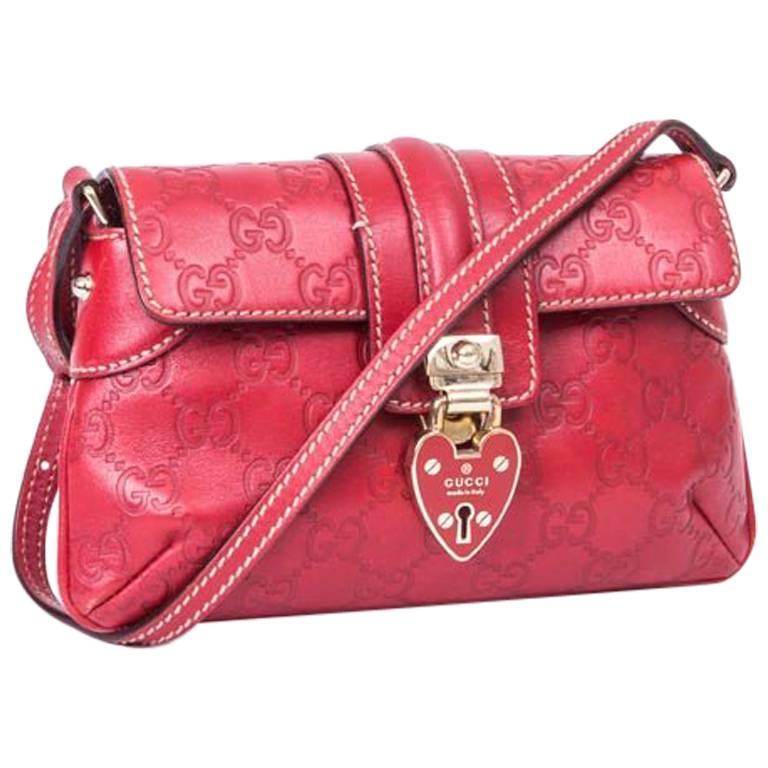 GUCCI Mini Bag in GG Embossed Red Leather For Sale at 1stDibs gg
