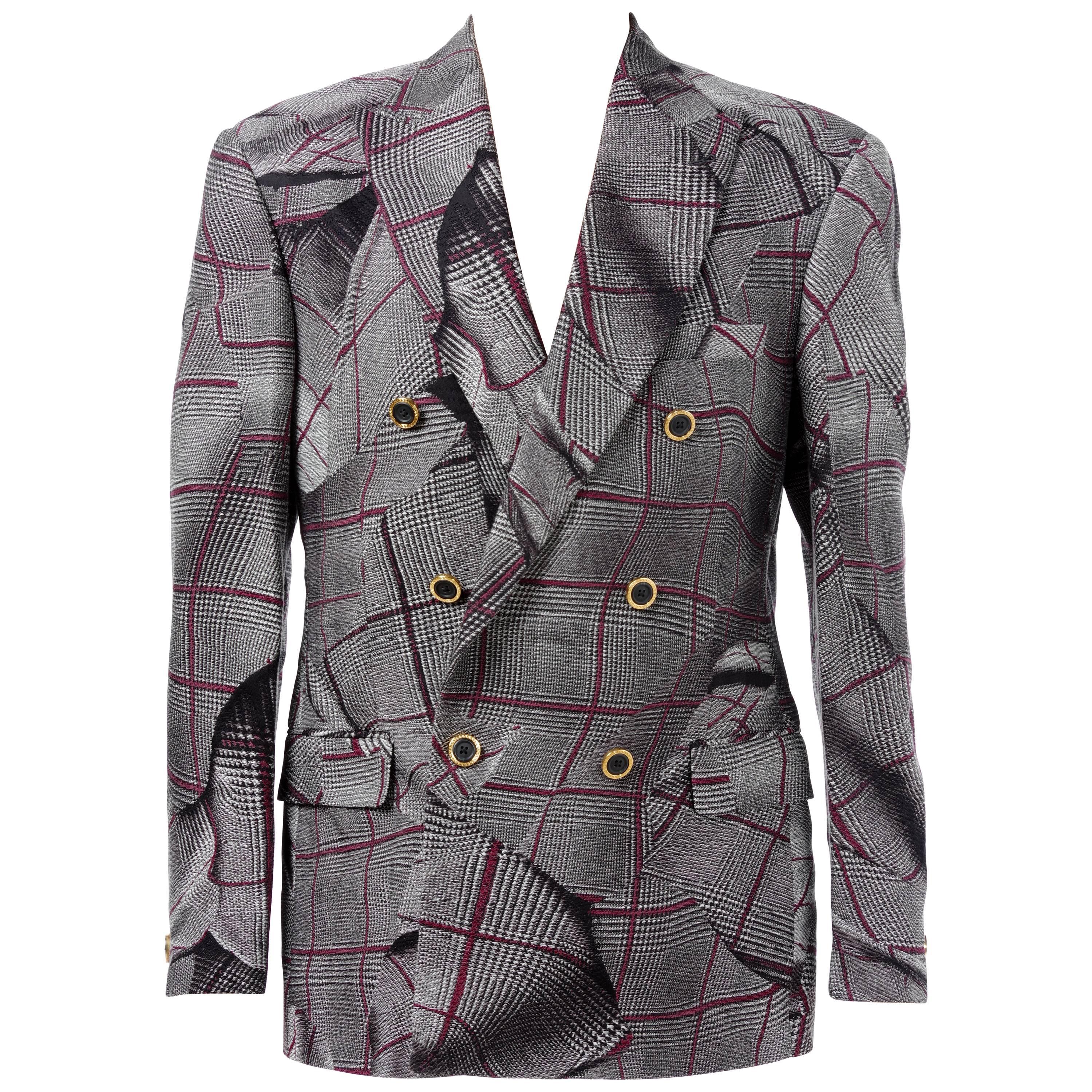BRAND NEW VERSACE DOUBLE BREASTED WINDOWPANE TAILOR MADE SUIT for MEN